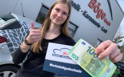 100 Euro Werkstattgutschein geschenkt – zu jeder Kasko- oder Haftpflichtreparatur